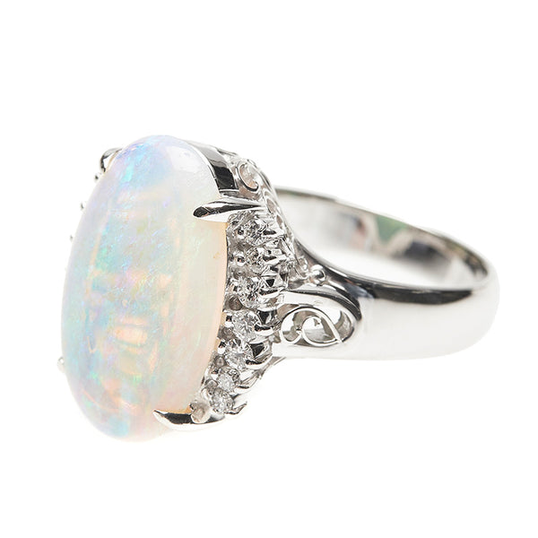 Pt900 プラチナ オパール4.60ct ダイヤ0.27ct リング 指輪 レディース 11.5号 【中古】