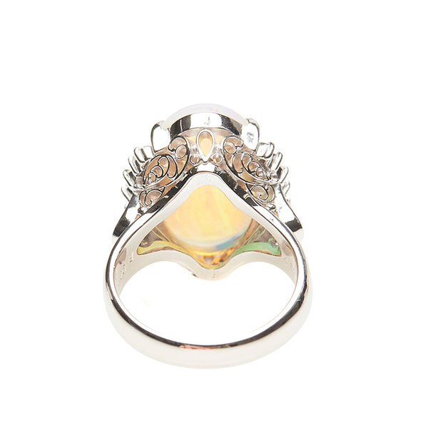 Pt900 プラチナ オパール4.60ct ダイヤ0.27ct リング 指輪 レディース 11.5号 【中古】