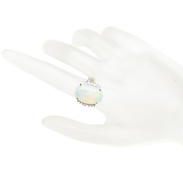 Pt900 プラチナ オパール4.60ct ダイヤ0.27ct リング 指輪 レディース 11.5号 【中古】