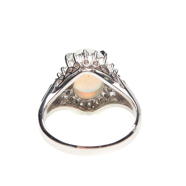 Pt900 プラチナ オパール1.20ct ダイヤ0.25ct リング 指輪 レディース 7号 【中古】