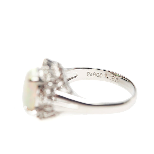 Pt900 プラチナ オパール1.20ct ダイヤ0.25ct リング 指輪 レディース 7号 【中古】