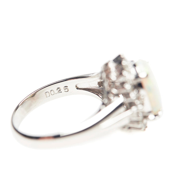 Pt900 プラチナ オパール1.20ct ダイヤ0.25ct リング 指輪 レディース 7号 【中古】