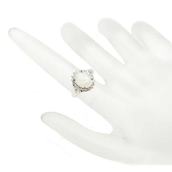 Pt900 プラチナ オパール1.20ct ダイヤ0.25ct リング 指輪 レディース 7号 【中古】