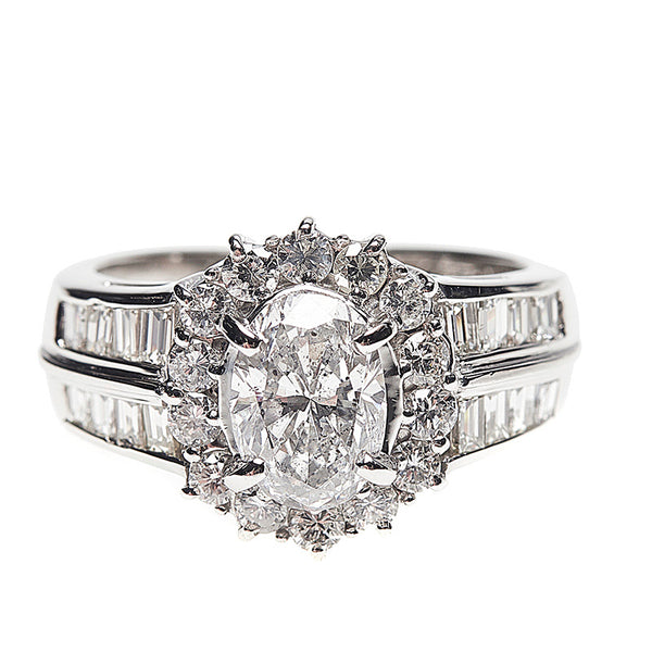 Pt900 プラチナ ダイヤ1.22ct ダイヤ1.10ct リング 指輪 レディース 10号 【中古】