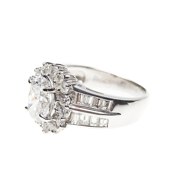 Pt900 プラチナ ダイヤ1.22ct ダイヤ1.10ct リング 指輪 レディース 10号 【中古】