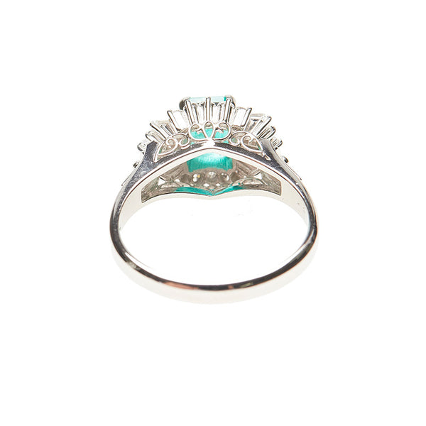 Pt900 プラチナ エメラルド0.77ct ダイヤ0.47ct リング 指輪 レディース 11.5号 【中古】