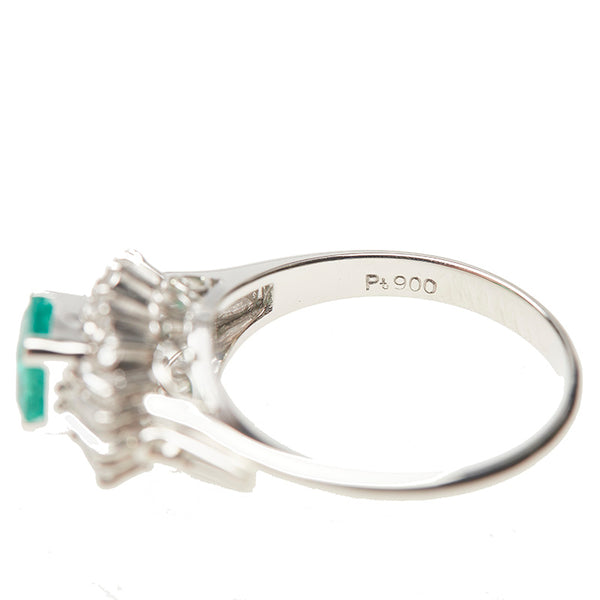 Pt900 プラチナ エメラルド0.77ct ダイヤ0.47ct リング 指輪 レディース 11.5号 【中古】