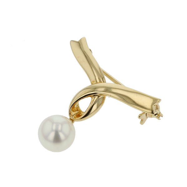 ミキモト K18YG イエローゴールド アコヤパール7.5mm ブローチ レディース MIKIMOTO 【中古】