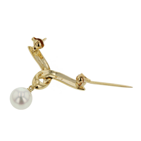 ミキモト K18YG イエローゴールド アコヤパール7.5mm ブローチ レディース MIKIMOTO 【中古】