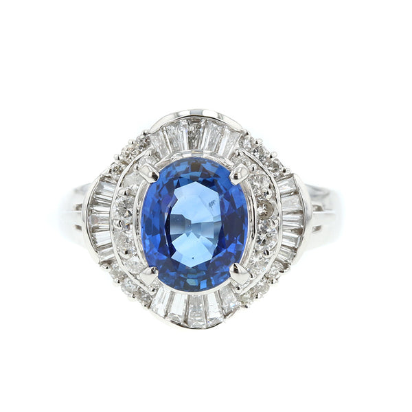 Pt900 プラチナ サファイア2.45ct ダイヤ0.69ct リング 指輪 レディース 12号 【中古】