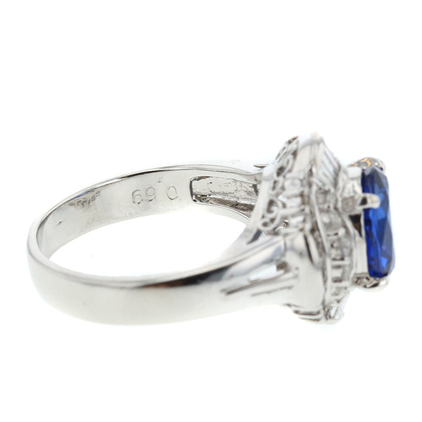 Pt900 プラチナ サファイア2.45ct ダイヤ0.69ct リング 指輪 レディース 12号 【中古】
