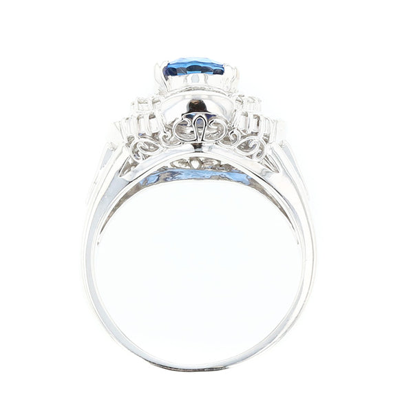 Pt900 プラチナ サファイア2.45ct ダイヤ0.69ct リング 指輪 レディース 12号 【中古】