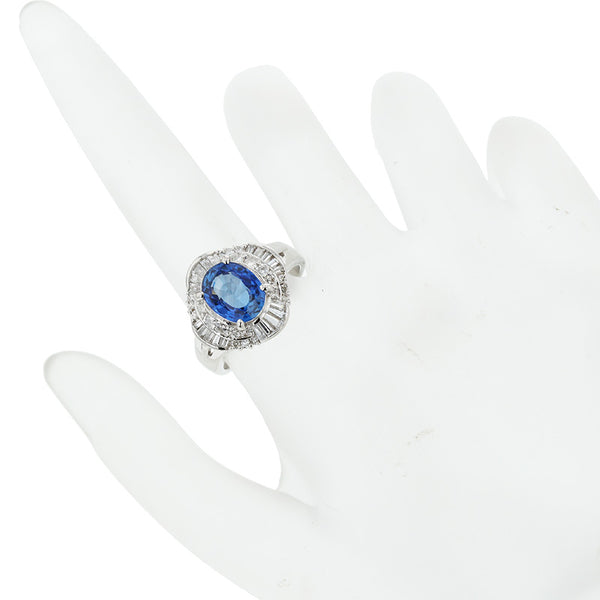 Pt900 プラチナ サファイア2.45ct ダイヤ0.69ct リング 指輪 レディース 12号 【中古】