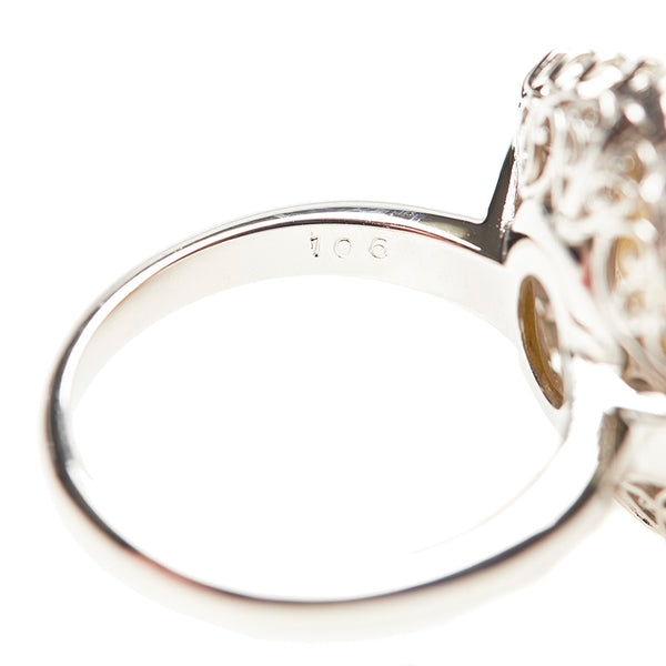 Pt900 プラチナ 白蝶真珠12.4mm ダイヤ1.06ct リング 指輪 レディース 14号 【中古】