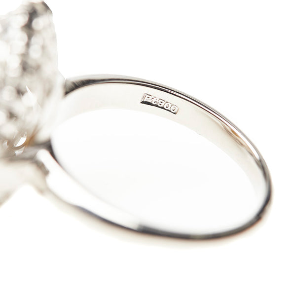 Pt900 プラチナ 白蝶真珠12.4mm ダイヤ1.06ct リング 指輪 レディース 14号 【中古】