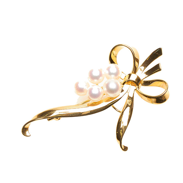 ミキモト K18YG イエローゴールド アコヤパール6.3～7mm ブローチ レディース MIKIMOTO 【中古】