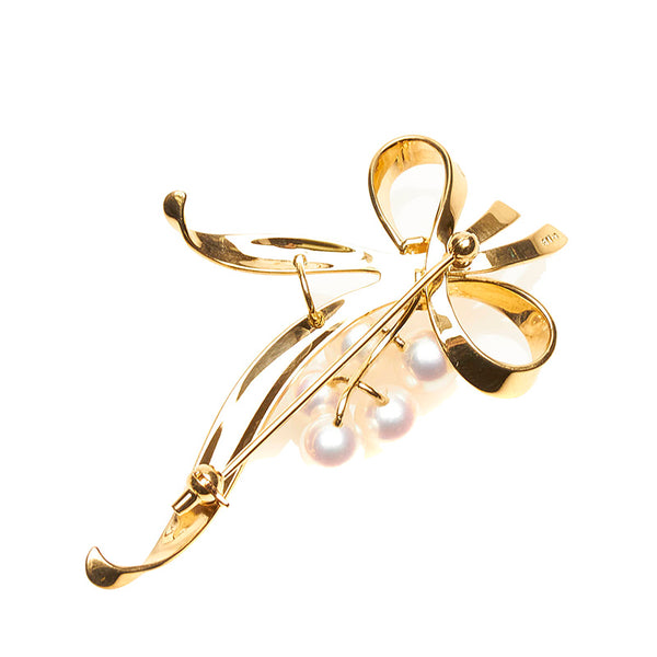 ミキモト K18YG イエローゴールド アコヤパール6.3～7mm ブローチ レディース MIKIMOTO 【中古】