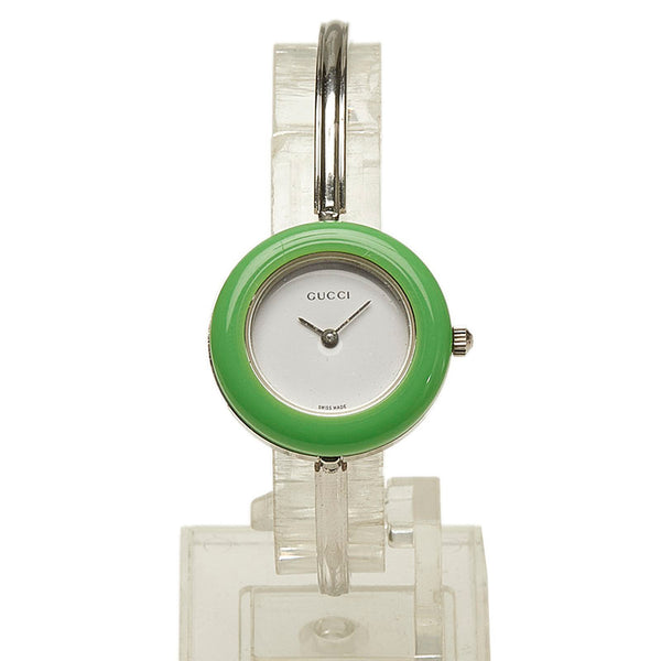 グッチ チェンジベゼル 11/12.2L シルバー ステンレススチール 腕時計 レディース GUCCI クオーツ ホワイト文字盤 【中古】
