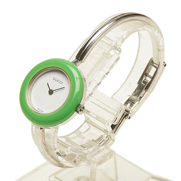 グッチ チェンジベゼル 11/12.2L シルバー ステンレススチール 腕時計 レディース GUCCI クオーツ ホワイト文字盤 【中古】
