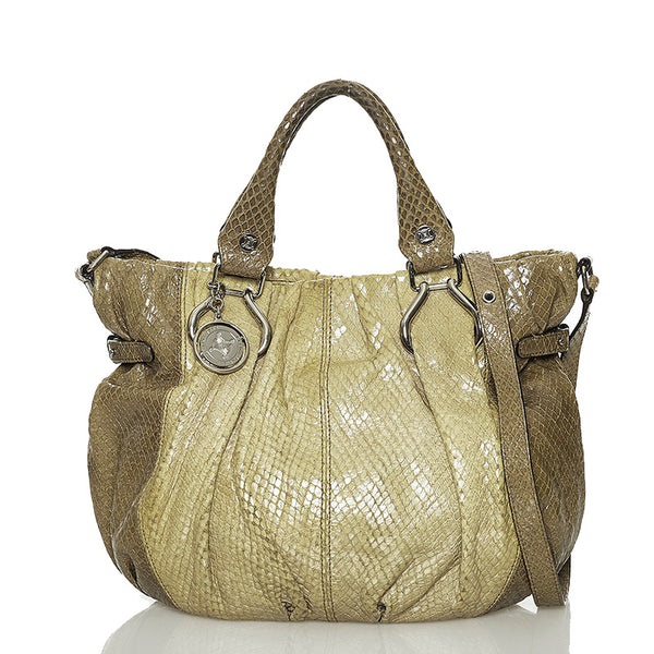 セリーヌ ハンドバッグ ショルダーバッグ 2WAY カーキ 型押しレザー レディース CELINE 【中古】