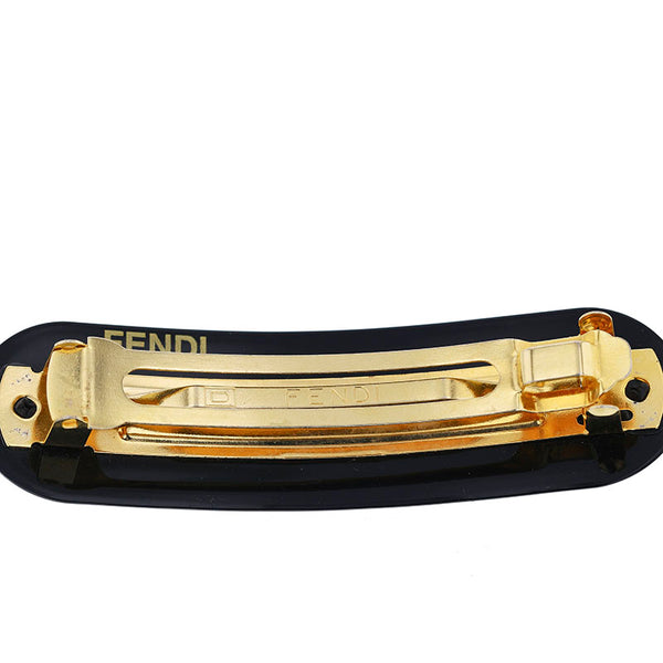 フェンディ ブラック ゴールド プラスチック メッキ バレッタ レディース FENDI 【中古】
