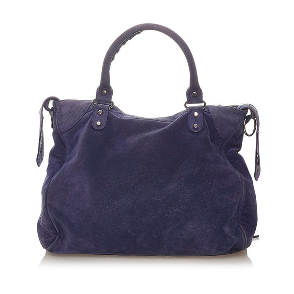 バレンシアガ シティ 235216 ブルー スウェード ハンドバッグ ショルダーバッグ 2WAY レディース BALENCIAGA 【中古】