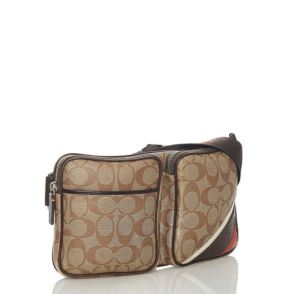 コーチ シグネチャー ウエストバッグ ベージュ PVC レディース COACH 【中古】