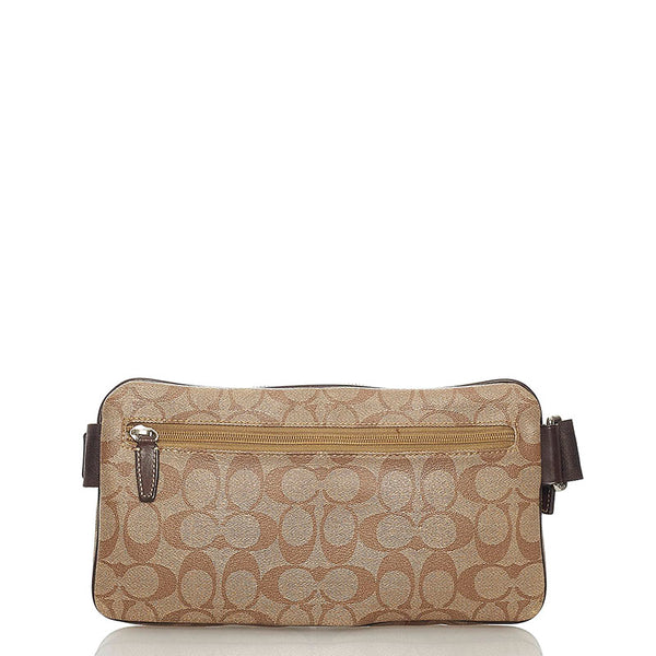 コーチ シグネチャー ウエストバッグ ベージュ PVC レディース COACH 【中古】