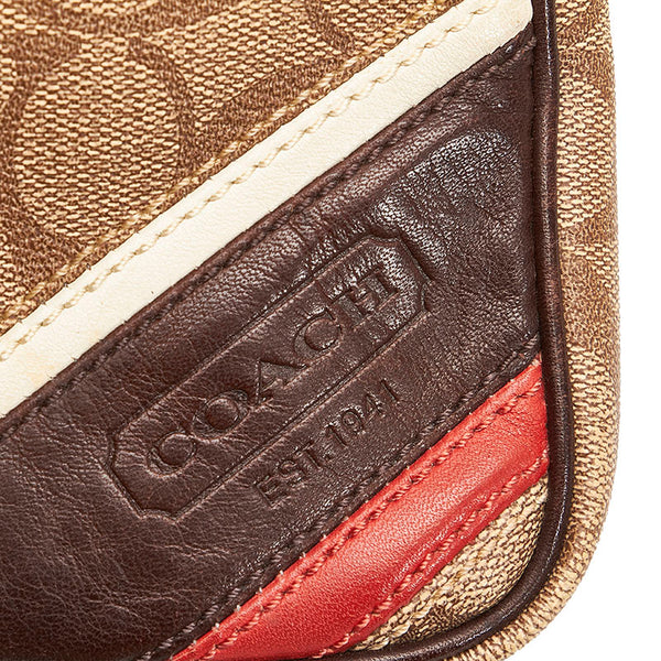 コーチ シグネチャー ウエストバッグ ベージュ PVC レディース COACH 【中古】