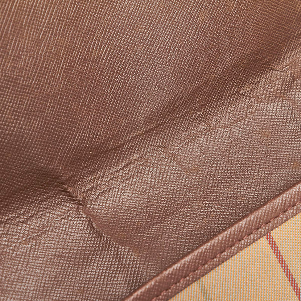 バーバリー チェック 斜め掛け ショルダーバッグ カーキ キャンバス レザー レディース BURBERRY 【中古】