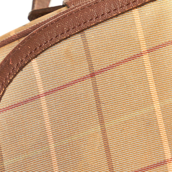 バーバリー チェック 斜め掛け ショルダーバッグ カーキ キャンバス レザー レディース BURBERRY 【中古】