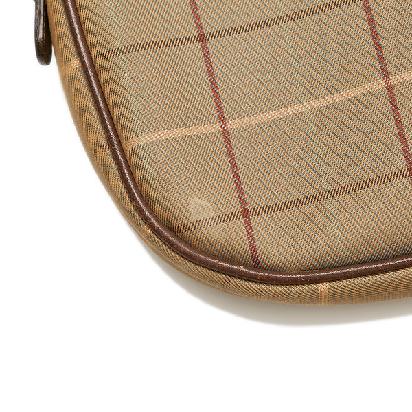 バーバリー チェック 斜め掛け ショルダーバッグ カーキ キャンバス レザー レディース BURBERRY 【中古】