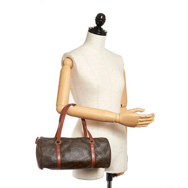 ルイ ヴィトン モノグラム パピヨンGM M51365 ブラウン PVC レザー ハンドバッグ レディース LOUIS VUITTON 【中古】