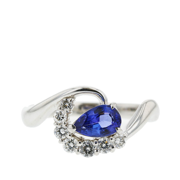 Pt900 プラチナ タンザナイト0.76ct ダイヤ0.33ct リング 指輪 レディース 18号 【中古】