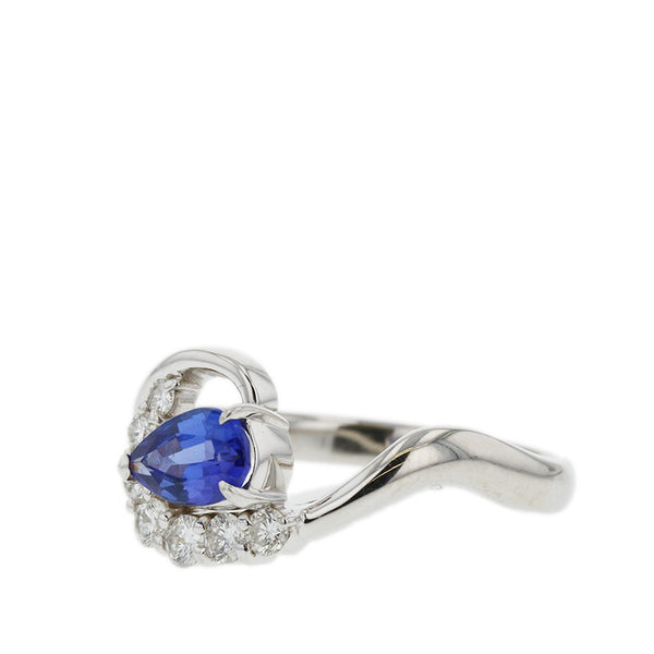 Pt900 プラチナ タンザナイト0.76ct ダイヤ0.33ct リング 指輪 レディース 18号 【中古】