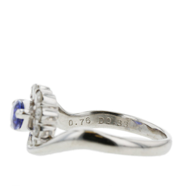 Pt900 プラチナ タンザナイト0.76ct ダイヤ0.33ct リング 指輪 レディース 18号 【中古】