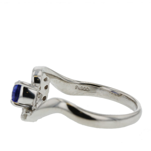 Pt900 プラチナ タンザナイト0.76ct ダイヤ0.33ct リング 指輪 レディース 18号 【中古】