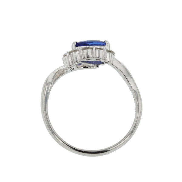 Pt900 プラチナ タンザナイト0.76ct ダイヤ0.33ct リング 指輪 レディース 18号 【中古】