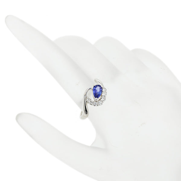 Pt900 プラチナ タンザナイト0.76ct ダイヤ0.33ct リング 指輪 レディース 18号 【中古】