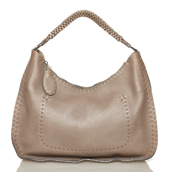 フェンディ セレリア 8BR582 ベージュ レザー ショルダーバッグ レディース FENDI 【中古】