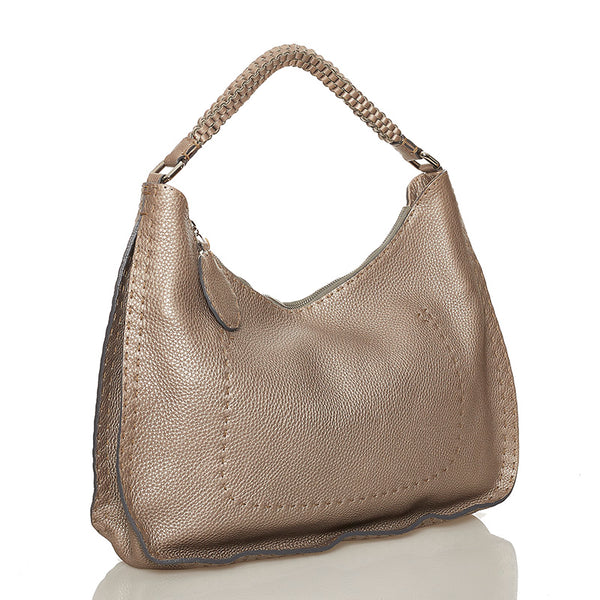 フェンディ セレリア 8BR582 ベージュ レザー ショルダーバッグ レディース FENDI 【中古】