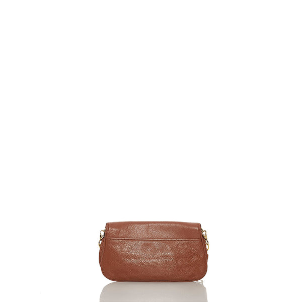 トリーバーチ ロゴ金具 チェーン ショルダーバッグ ブラウン レザー レディース Tory Burch 【中古】