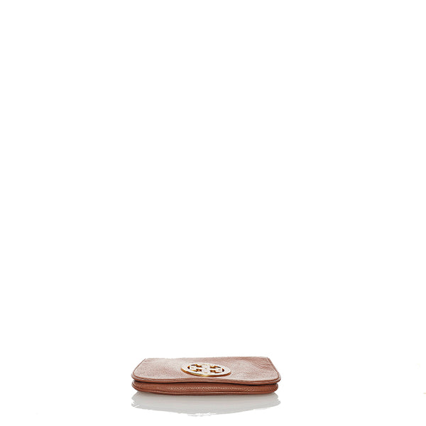 トリーバーチ ロゴ金具 チェーン ショルダーバッグ ブラウン レザー レディース Tory Burch 【中古】