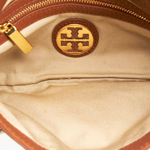 トリーバーチ ロゴ金具 チェーン ショルダーバッグ ブラウン レザー レディース Tory Burch 【中古】