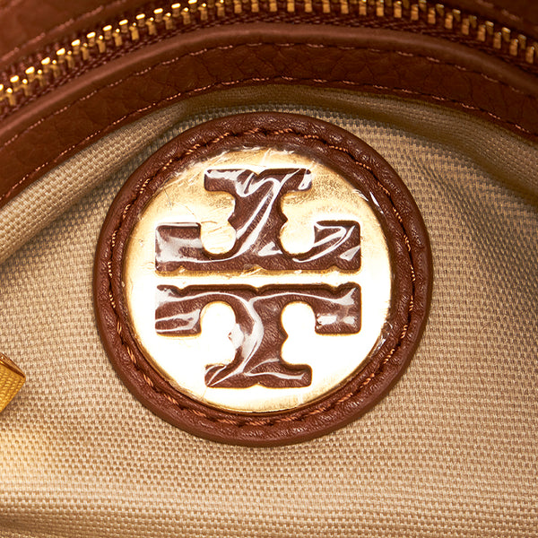 トリーバーチ ロゴ金具 チェーン ショルダーバッグ ブラウン レザー レディース Tory Burch 【中古】