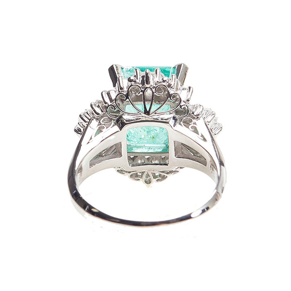 Pt900 プラチナ エメラルド4.18ct ダイヤ0.81ct リング 指輪 レディース 10.5号 【中古】