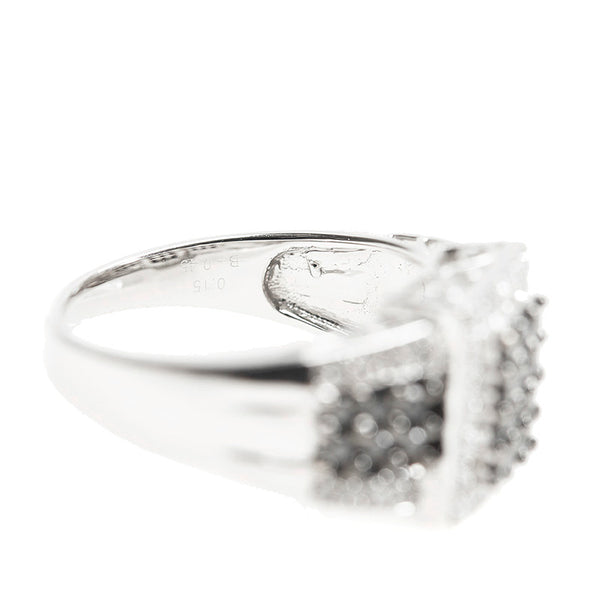 K18WG ホワイトゴールド ブラックダイヤ0.45ct ダイヤ0.15ct リング 指輪 レディース 12号 【中古】