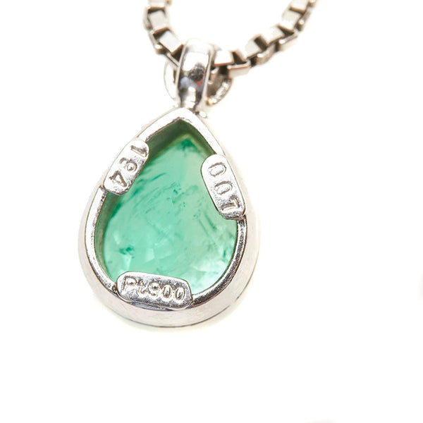 Pt900 プラチナ Pt850 プラチナ エメラルド1.94ct ダイヤ0.07ct ネックレス レディース 【中古】
