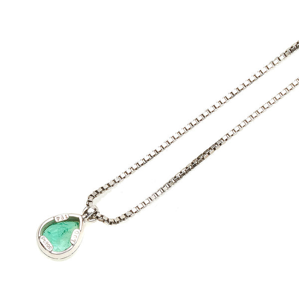 Pt900 プラチナ Pt850 プラチナ エメラルド1.94ct ダイヤ0.07ct ネックレス レディース 【中古】