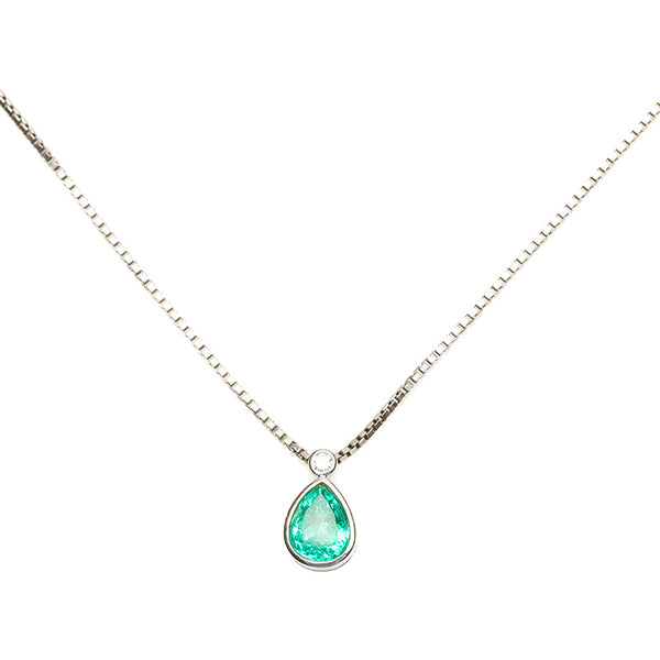 Pt900 プラチナ Pt850 プラチナ エメラルド1.94ct ダイヤ0.07ct ネックレス レディース 【中古】